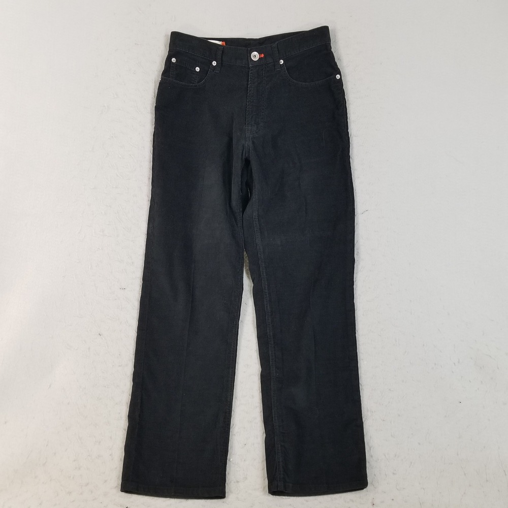 Faconnable Corduroy Pants Mens 32R Black Straight Leg Stretch 5-Pocket 30x30